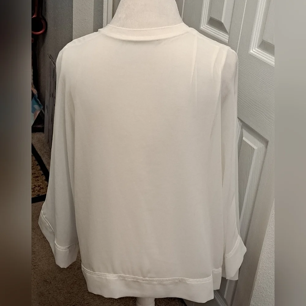 Zara Woman White Sheer V-Neck Top W ith Attatched Tank Top Size S